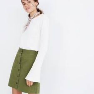 Madewell Olive Green Mini Button Skirt Size S